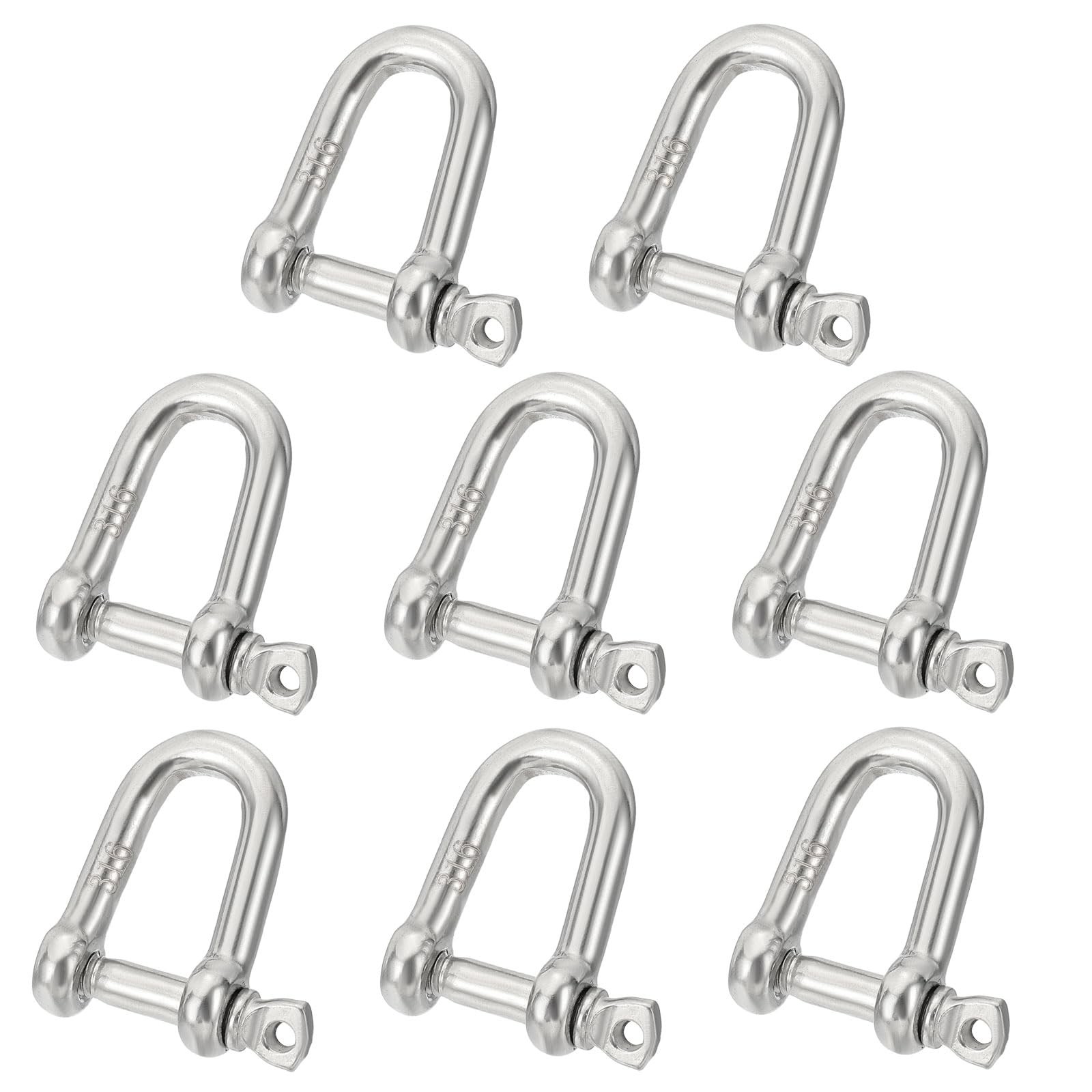 3/16″(4.6mm) 353lb 316 Stainless Steel D Shackle, 8Pcs Heavy Duty Screw Pin S…