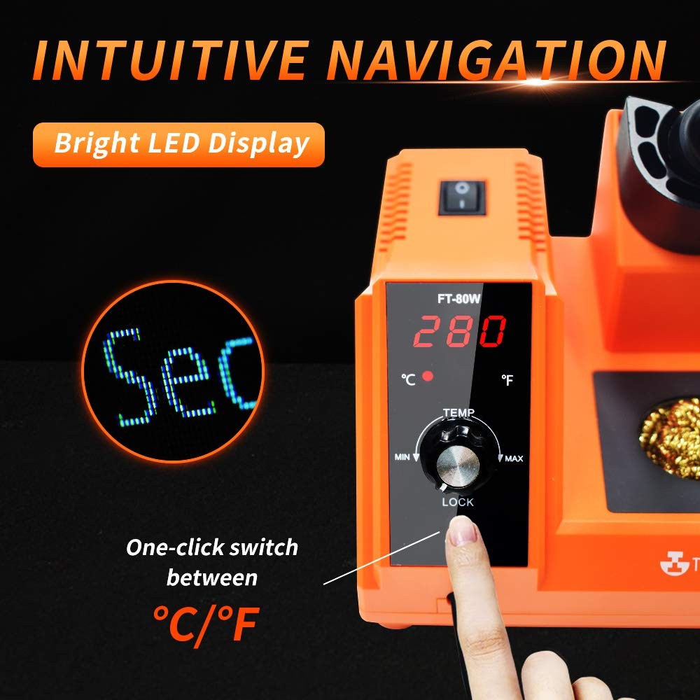TOAUTO Soldering Station,80W Digital Solder Iron Station Kit with Orange