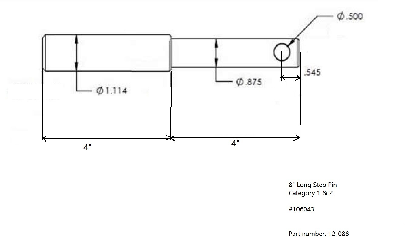 8″ one Stepped Lower Lift Pin Cat 1 & 2