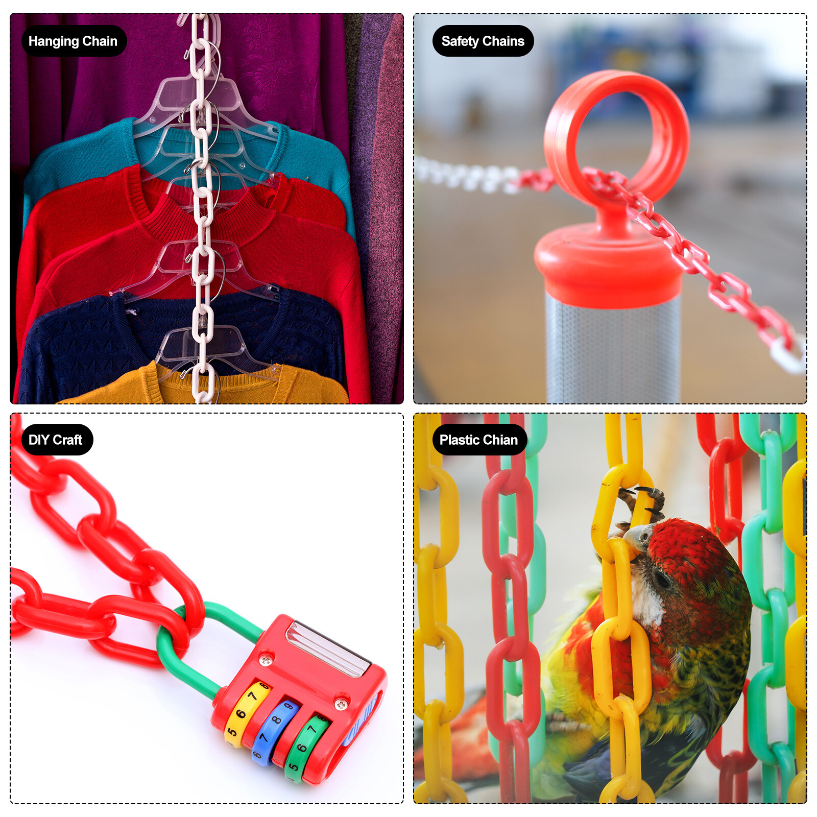 Plastic Chain Links, 100 Foot 2″ Safety Chains, Orange Plastic Chains