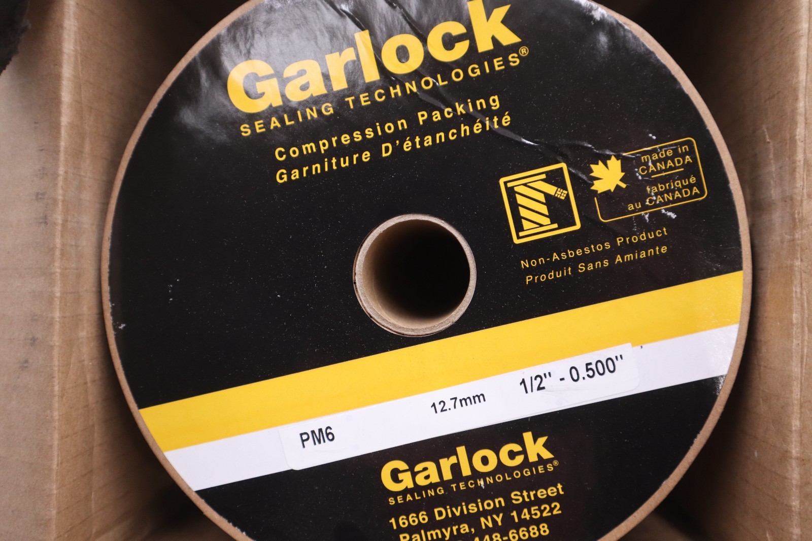 GARLOCK 5LB 12.7MM 1/2″ 5 LBS CARBON PACKING – NEW IN BOX – STOCK GF853