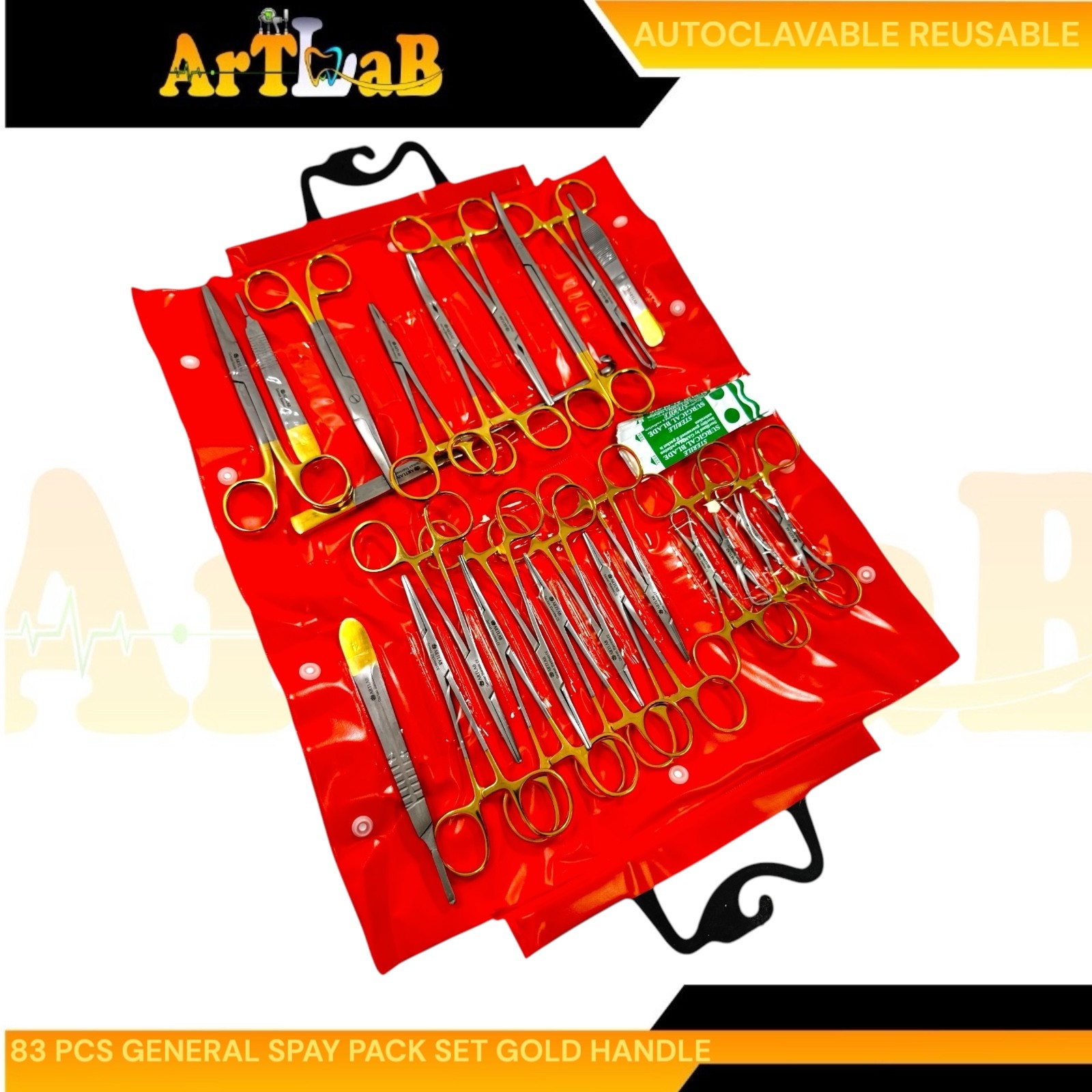 SPAY PACK KIT GERMAN PREMIUM QUALITY 101 PCS VETERINARY DENTAL SURGICAL TOOLS