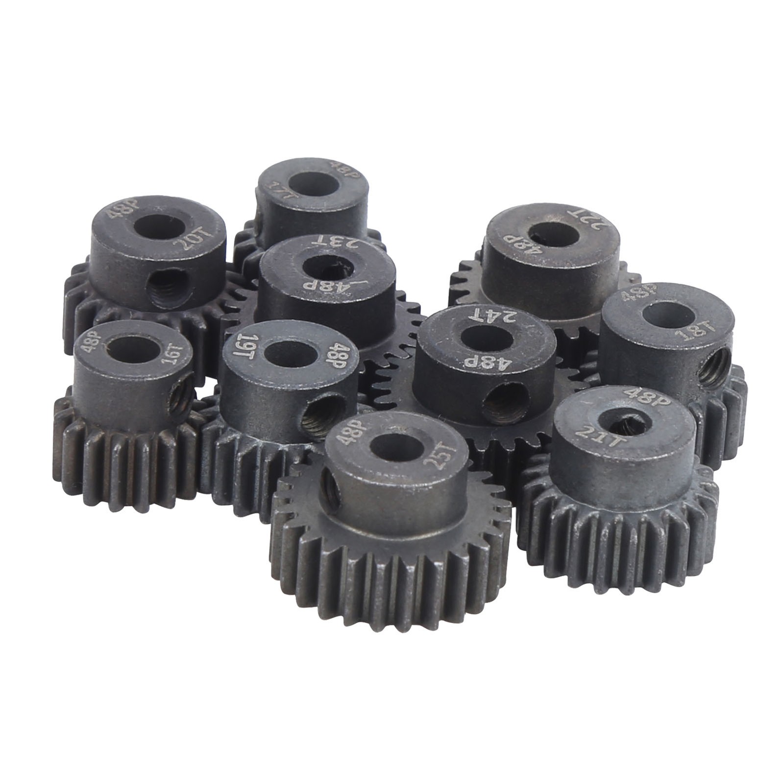 10Pcs/Set 16T‑25T 7075 48P Steel RC Car Motor Gear Pinion For 1/8 1/10 Brushless