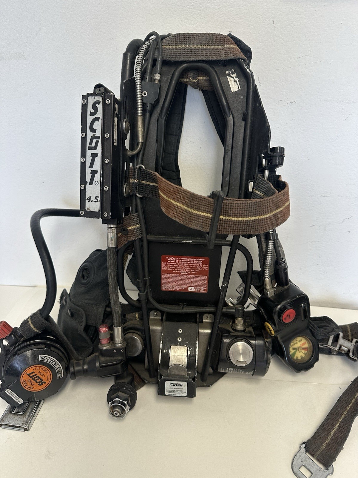 Scott Air-Pak 4.5 CBRN SCBA Harness 2007ed Pak-Alert EZ Flo Regulator HUD AP75