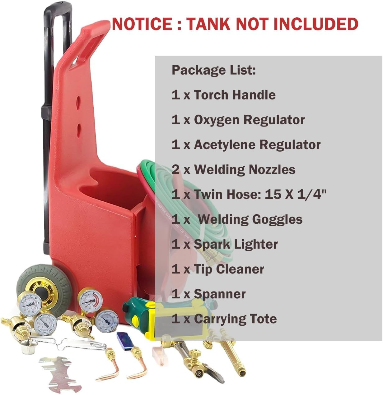 HVAC Portable Oxygen Acetylene Welding Cutting Torch Kit w/ Carrying Case & Tank
