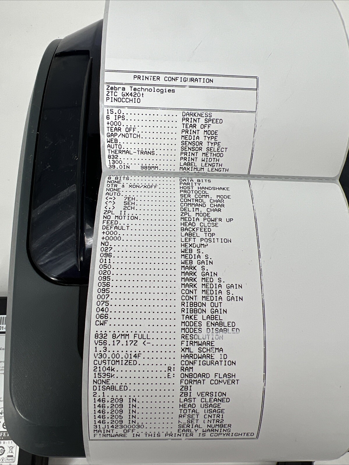 Zebra GX420t 200 DPI Thermal Shipping Label Printer w/ Power Supply (Tested)