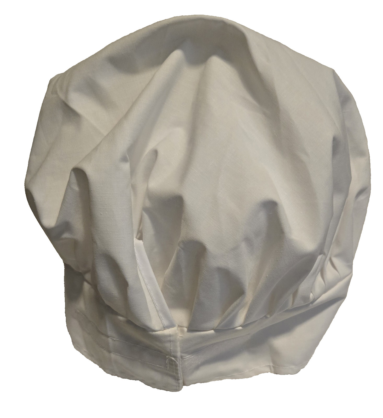 White Chef’s Hat Poly/Cotton Blend w/ Hook & Loop Fastener–Black Fiber on H & L