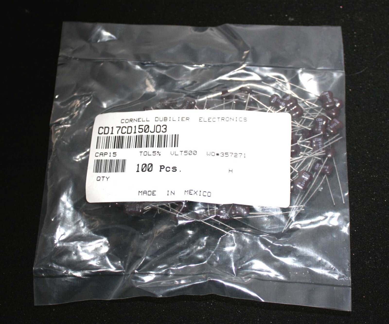 Dipped Silver Mica Capacitor 15pF, 500V – Lot of 10