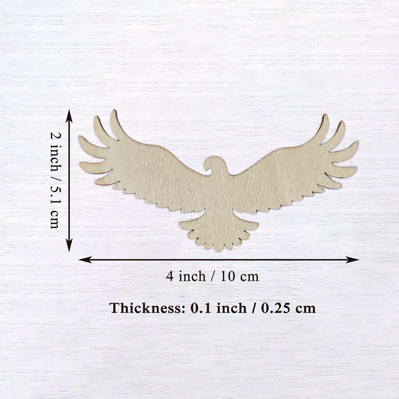 20pcs Wooden Eagle Shaped DIY Craft 4x2x0.1 inch / 10×5.1×0.25 cm, wood color