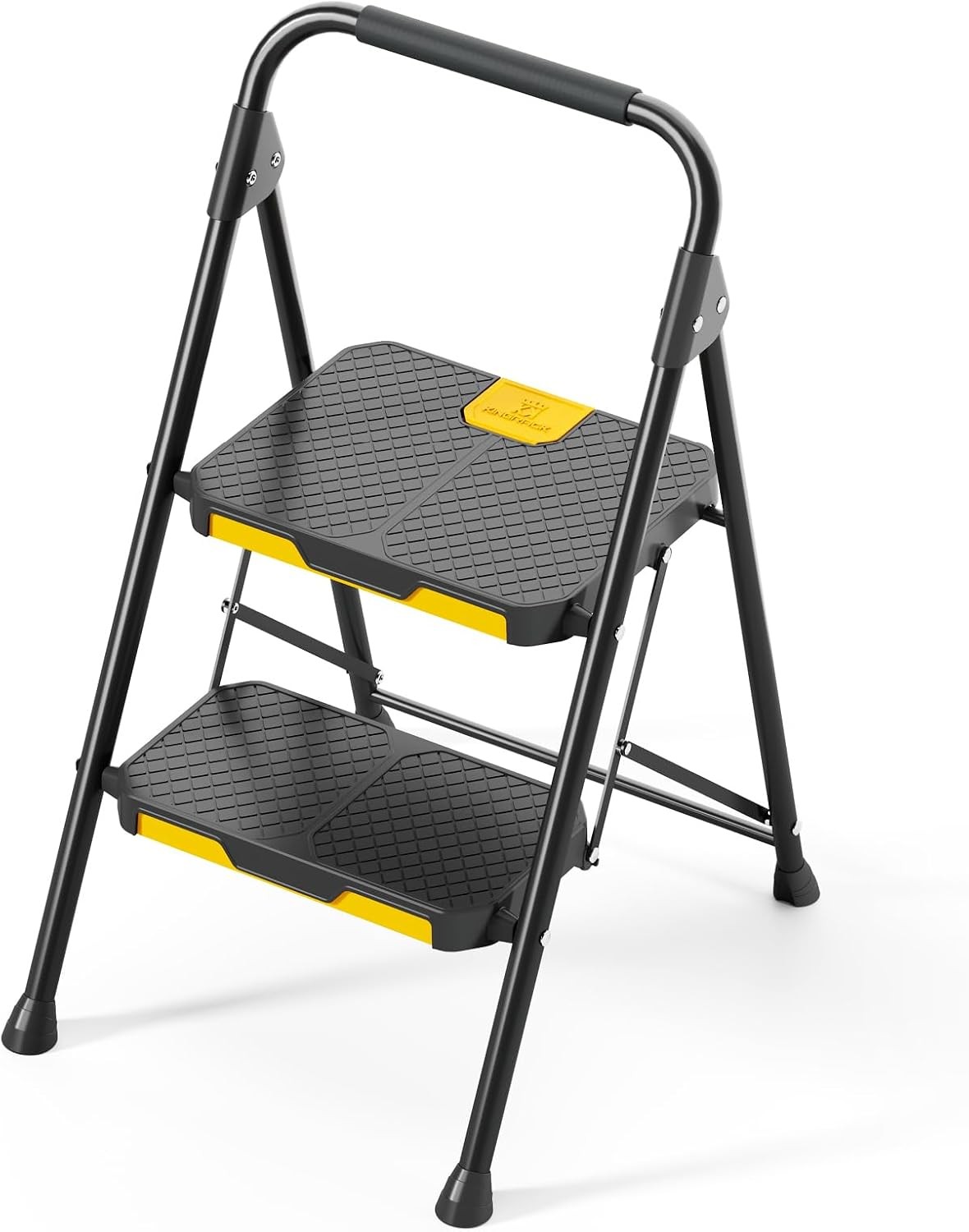 4 Step Ladder, Sturdy Steel Step Stool with Safe-Lock Design,Handrail, Anti-Slip