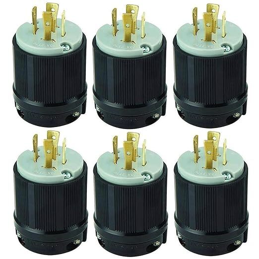 6-Pack OCSParts NEMA L15-20P Locking Plug | 20 Amp – 250V | cUL Listed