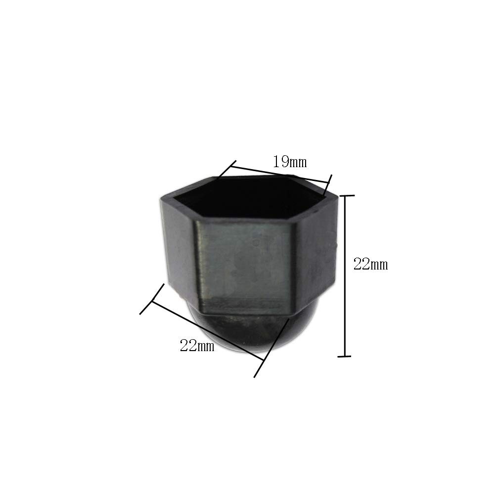 20 Pieces Nut Protection Cover Hex Caps Dome M12 x 22mm, Black