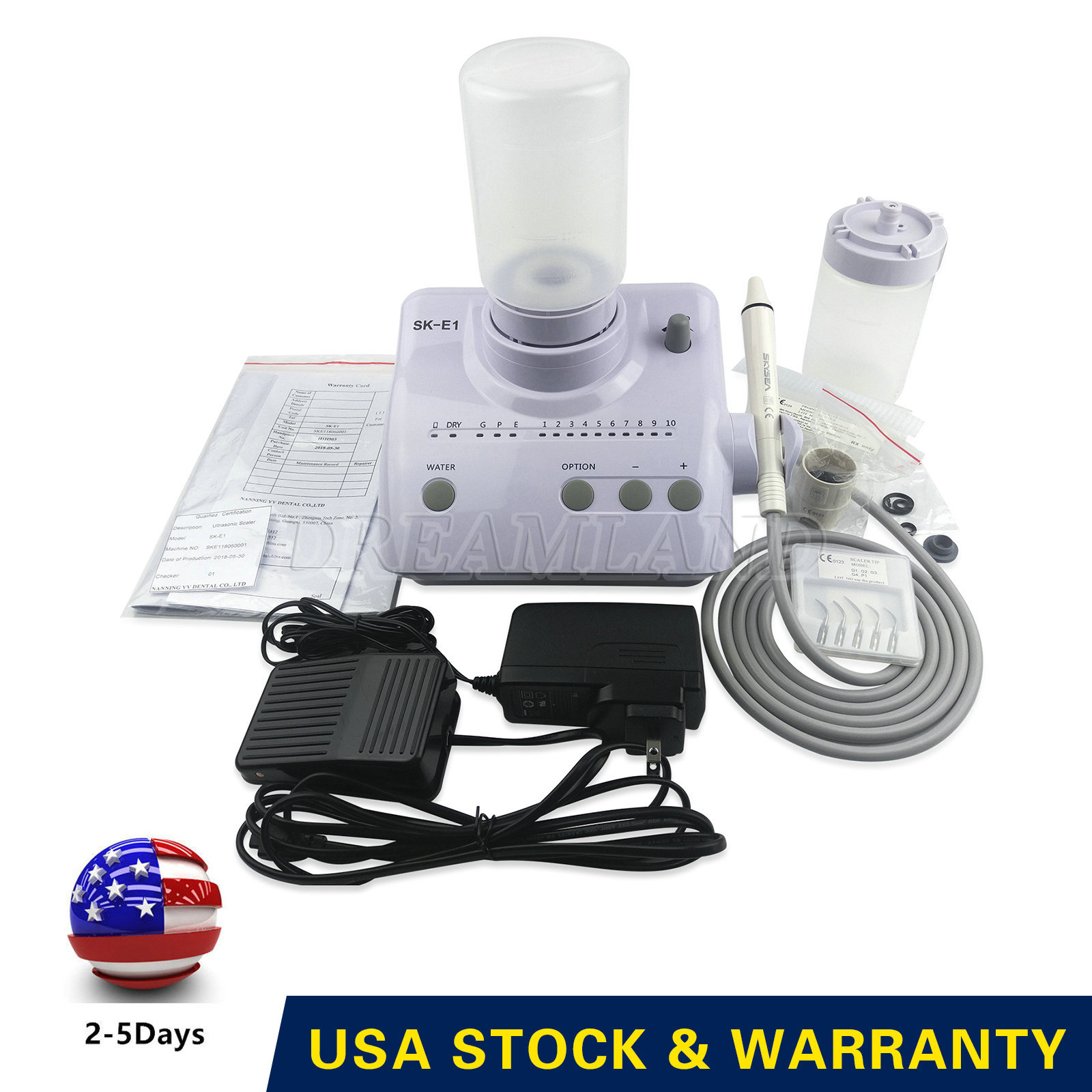 US! Cavitron Dental Ultrasonic Scaler fit EMS +Handpiece+Tips+2 Bottles SKE1 FDA
