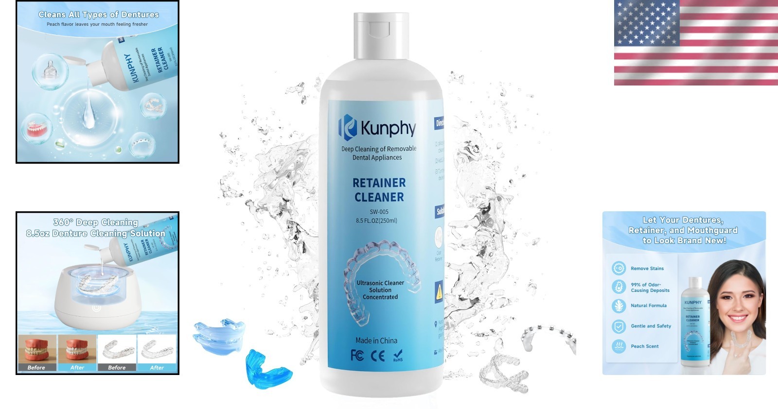 Daily Use Ultrasonic Cleaner for Dental Appliances – Professional 8.5oz Formula