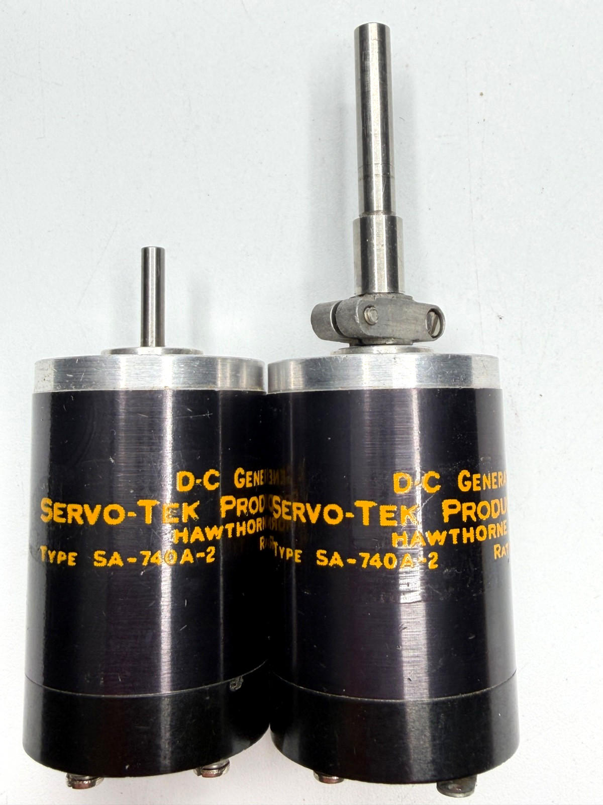 Pair Servo-Tek SA-740A-2 DC Tachometer Generators 7 V/1000 RPM + Coupling