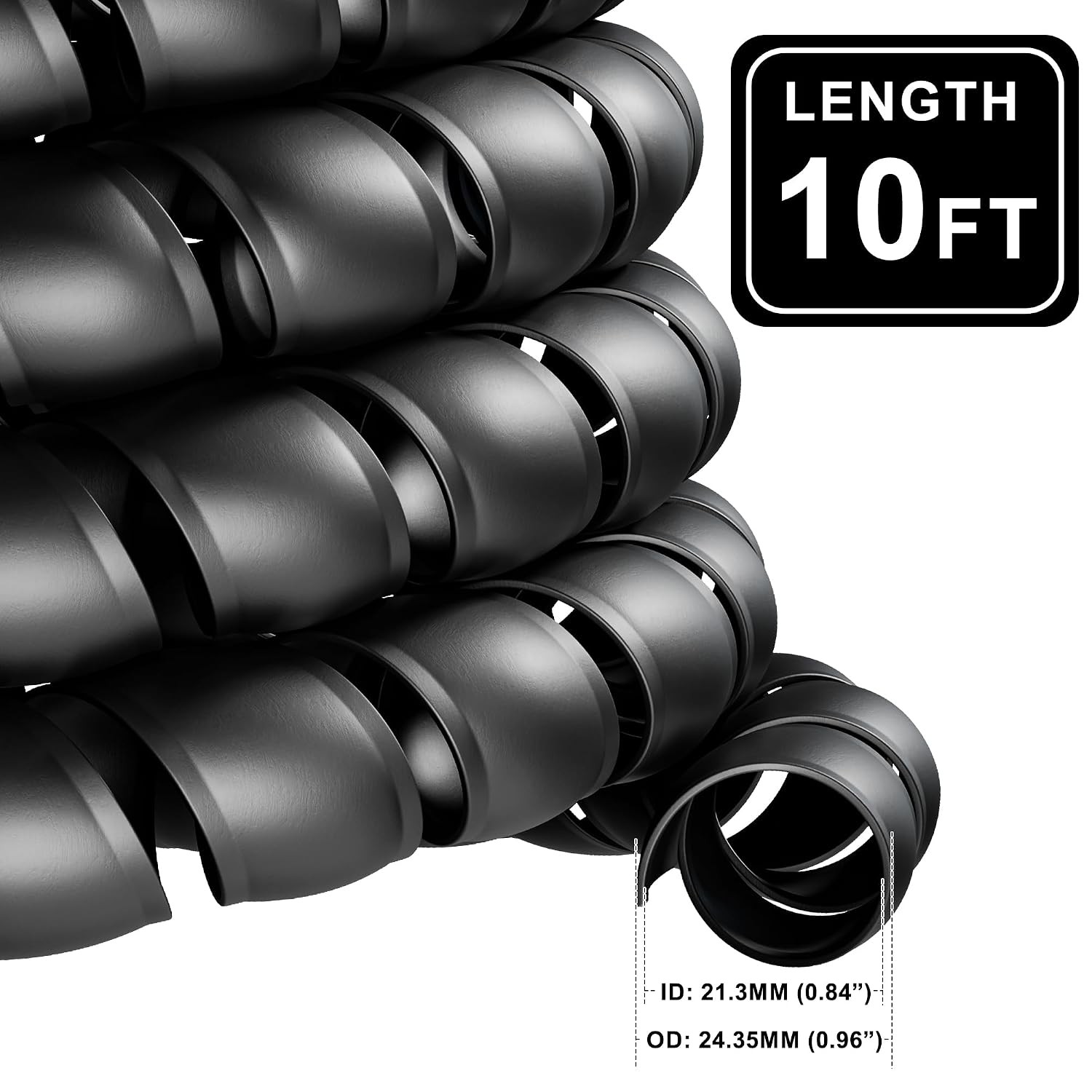 Hydraulic Hose Protector, 3/4″ OD x 10′ Length Spiral Wrap