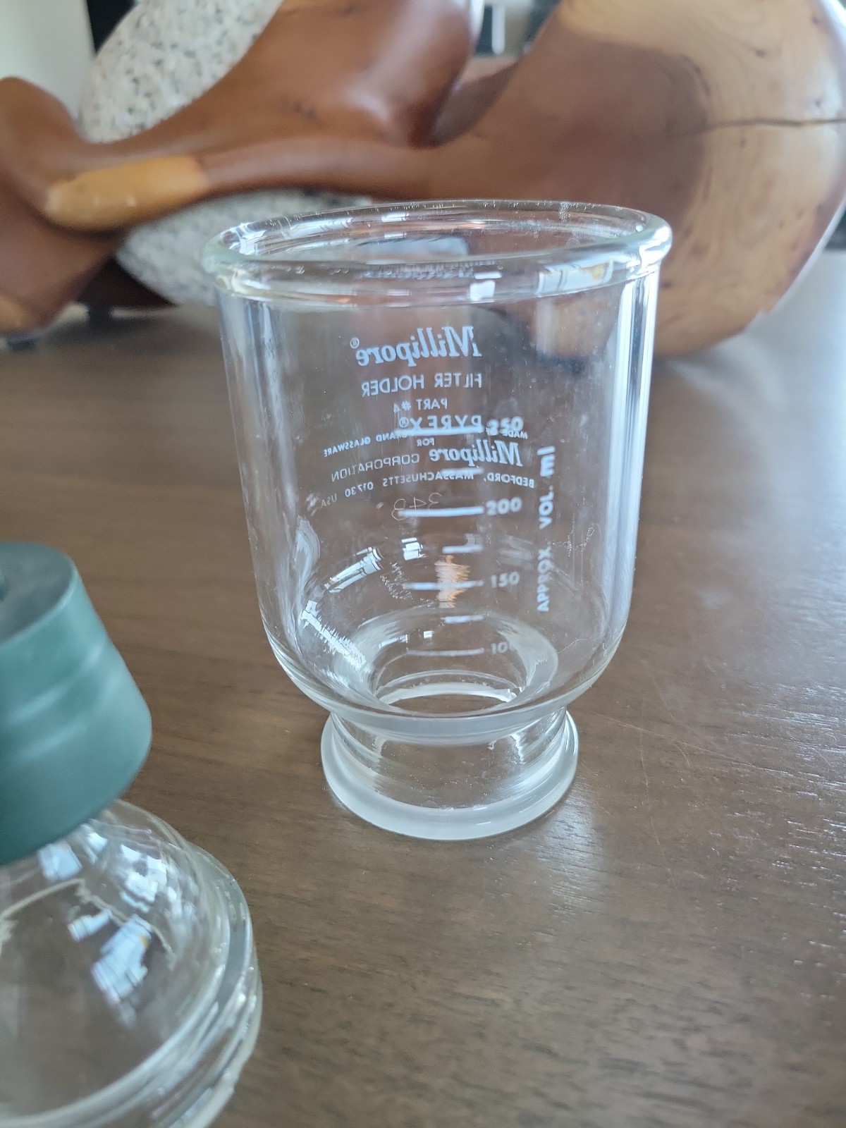 Millipore Pyrex #4 300mL Glass Funnel and PYREX Part #2 Funnel Filter 343