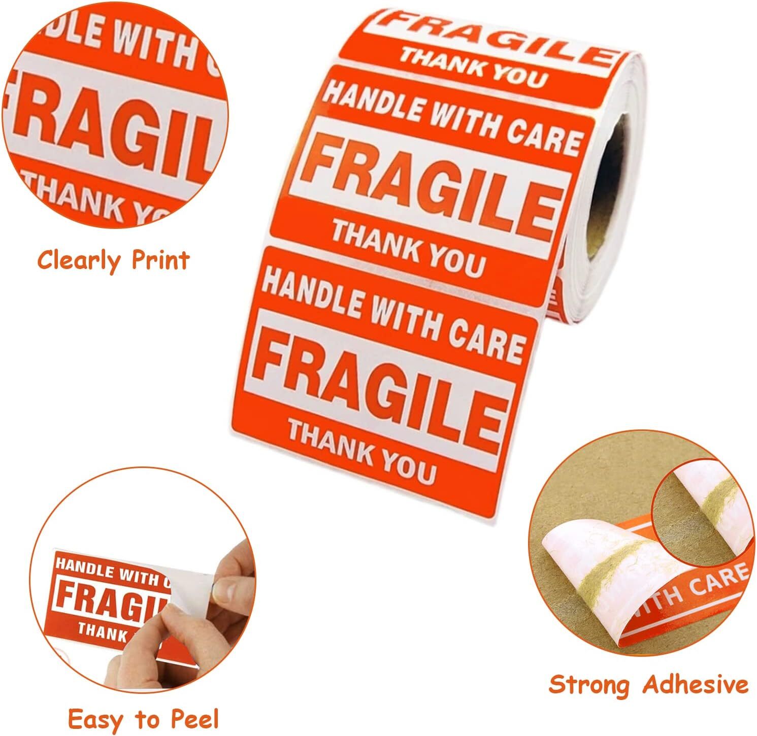 500 Fragile Stickers 2×3 Fragile Label Sticker Handle With Care Mailing – 1 Roll