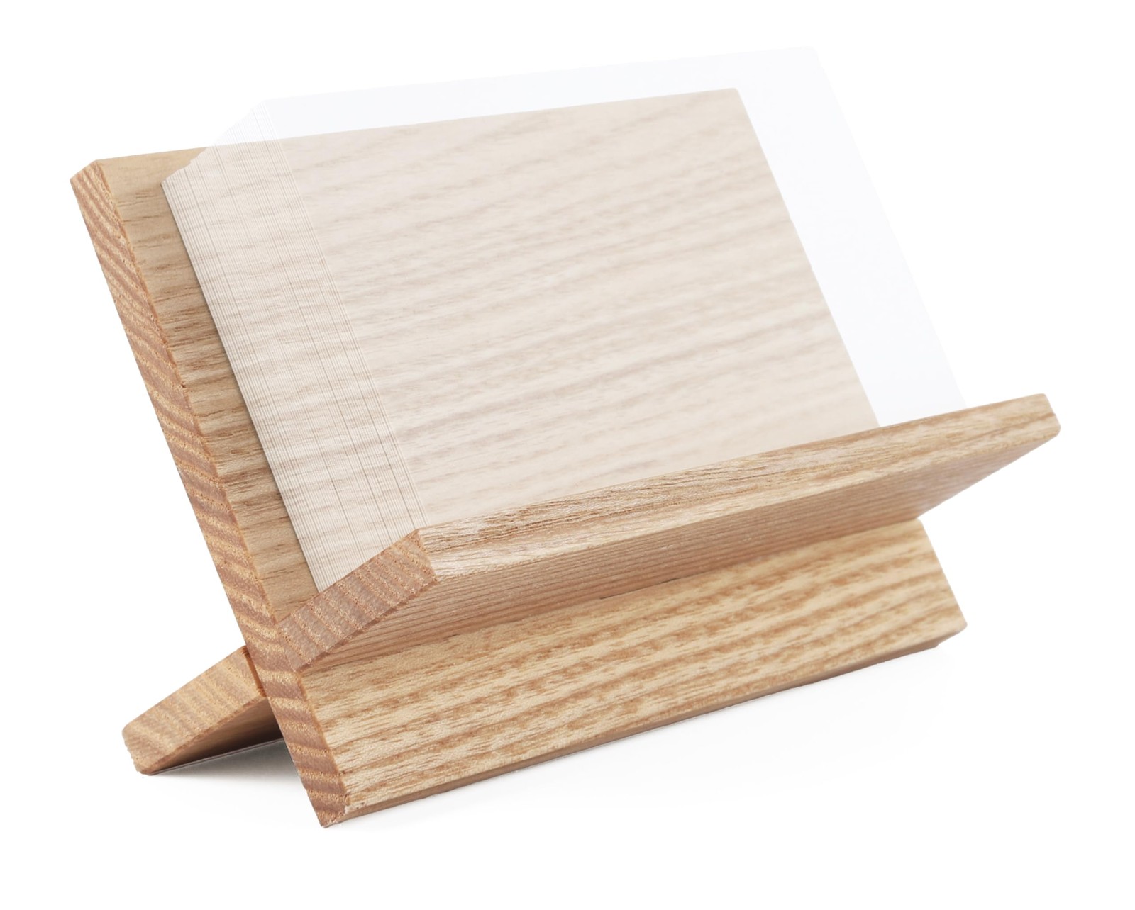 Business Card Holder for Desk – Light Beige Wood Small Cards Holders, Profess…