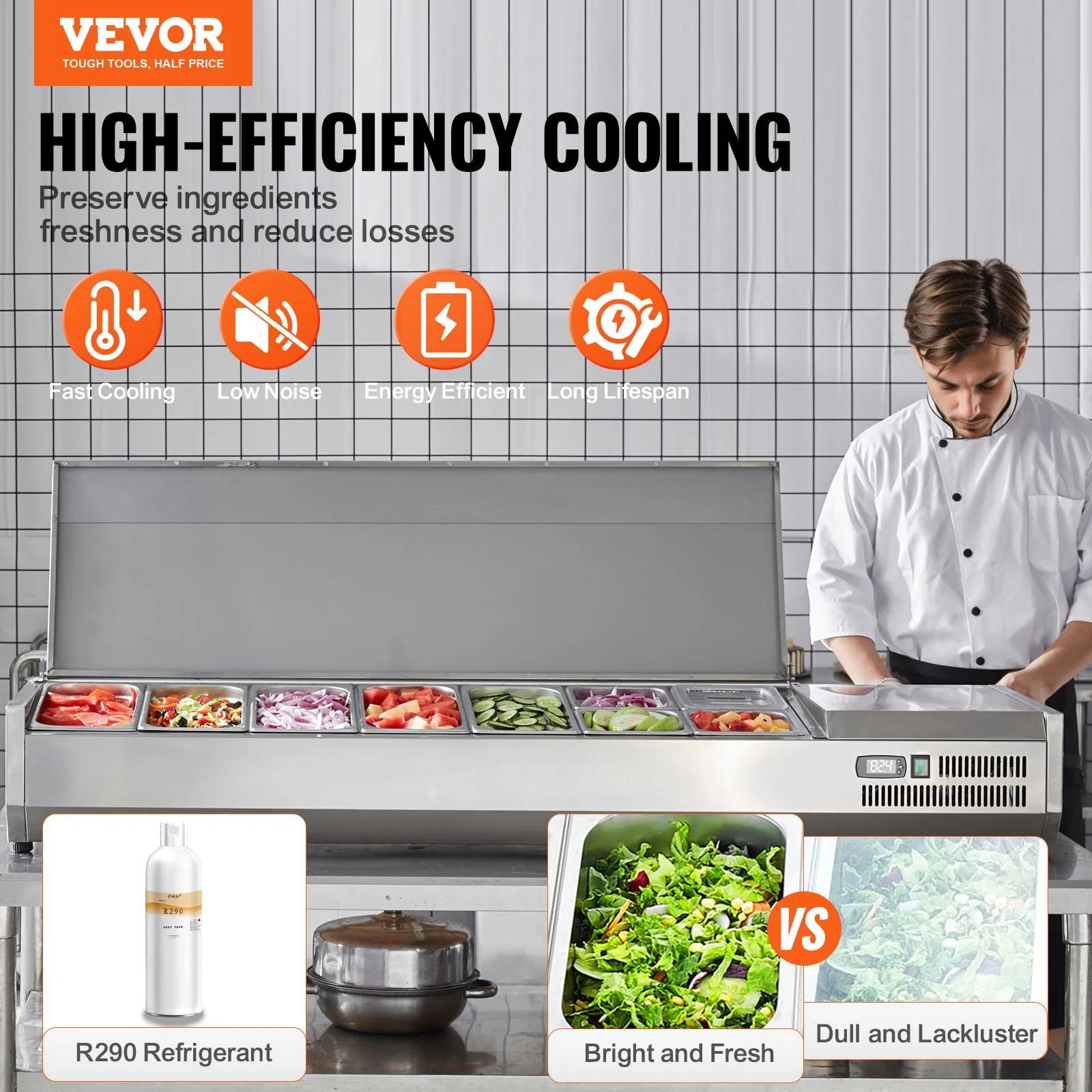 Refrigerated Condiment Prep Station, 160 W Countertop Refrigerated Condiment St