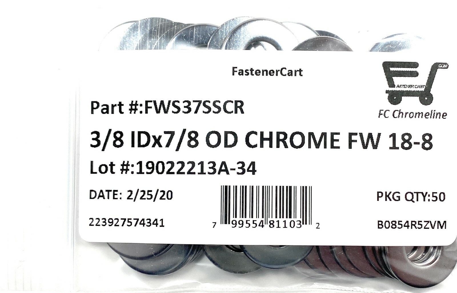 (50) 3/8″ Chrome 18-8 Stainless Steel Flat Washer 7/8 OD – Chrome Flat Washers