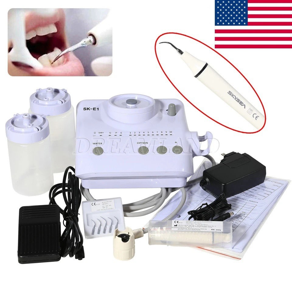 US Cavitron Dental Ultrasonic Scaler fit EMS + LED Handpiece+Tips+Bottle SK-A8