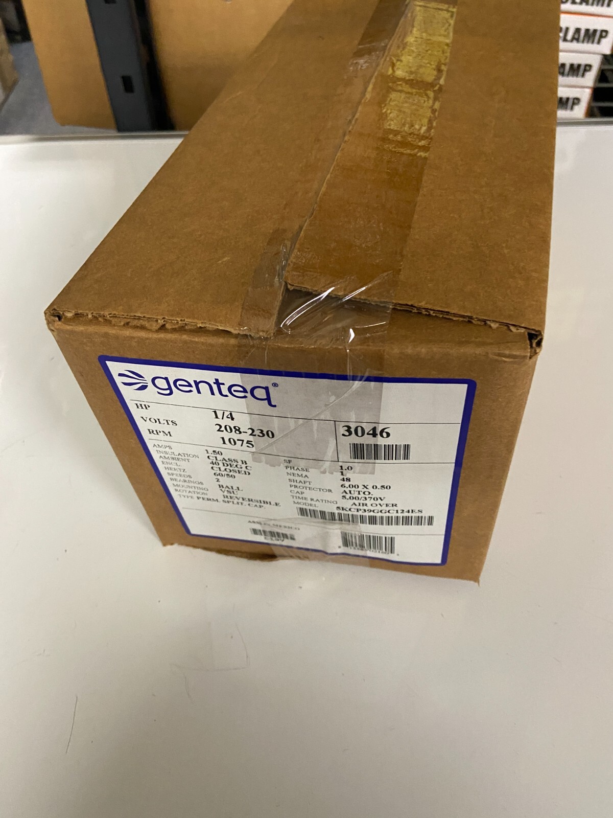 GE GENTEQ Motor 3046 1/4 HP 1075 RPM 208/230 Volt 5KCP399GG C124ES NEW