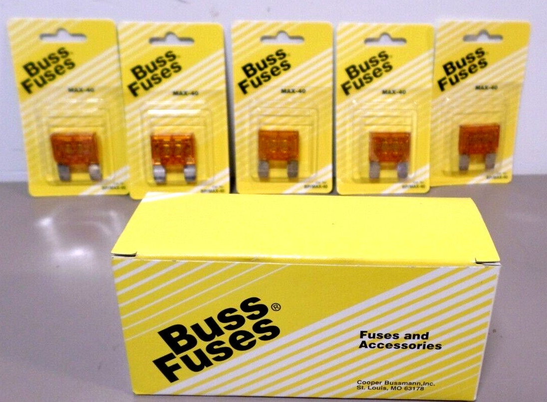 Box of 5 – Buss Fuses 40 Amp Fuse MAX-40 Blade Style