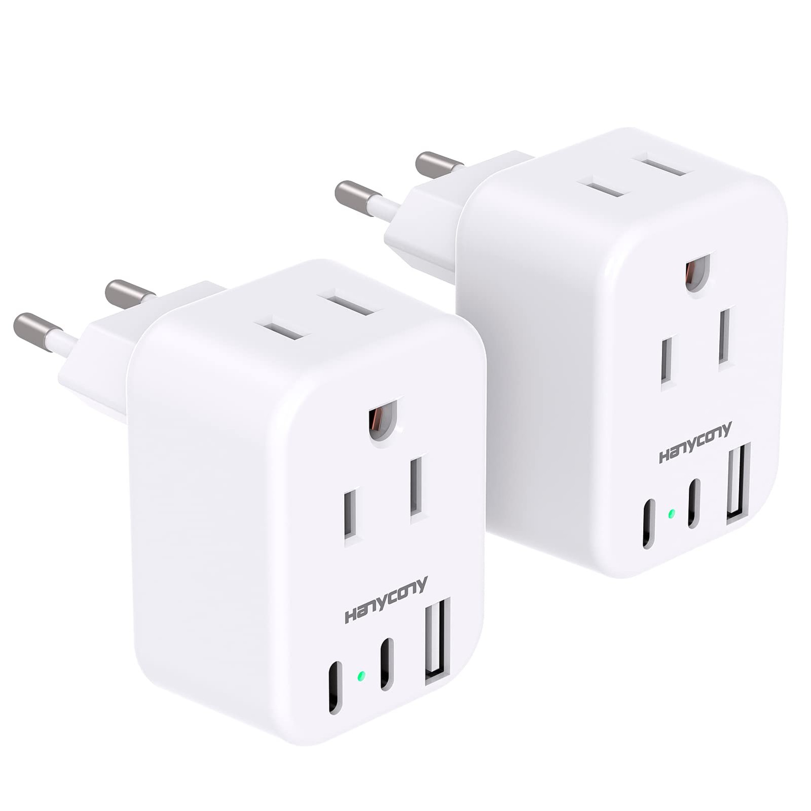 European Travel Plug Adapter for International, Italy Spain Power Adapter 2 O…