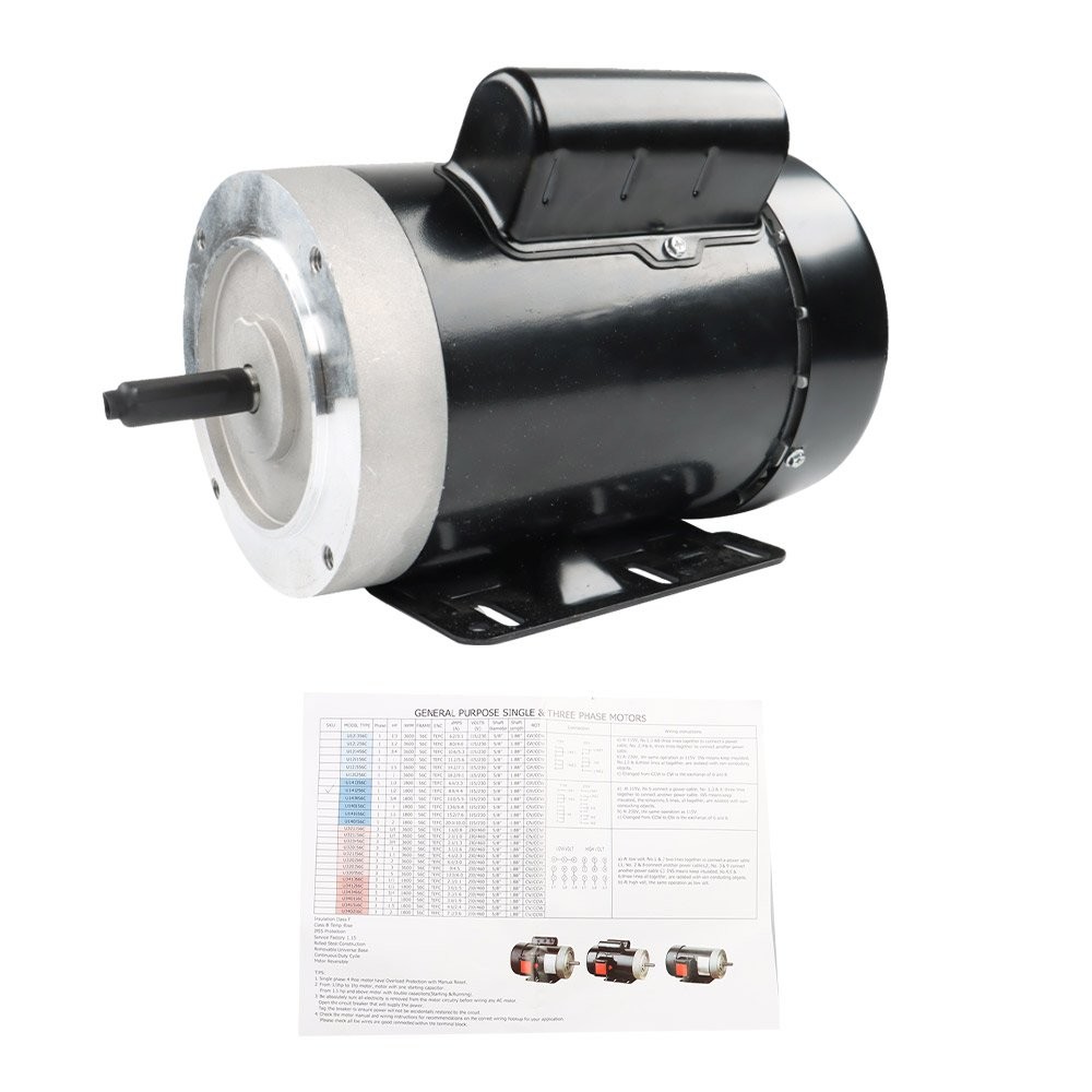 1/2HP General Motor Electric Motor 1725RPM 56C 1Phase TEFC 60HZ 5/8″Shaft New