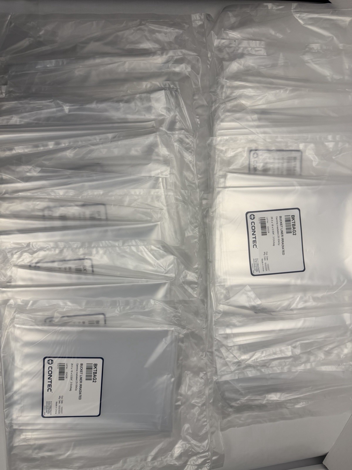 Contec BKTBAG2 Irradiated Bucket Liners 25-50kGy 26.5x18x0.004″ Qty.15×3 -45 bag