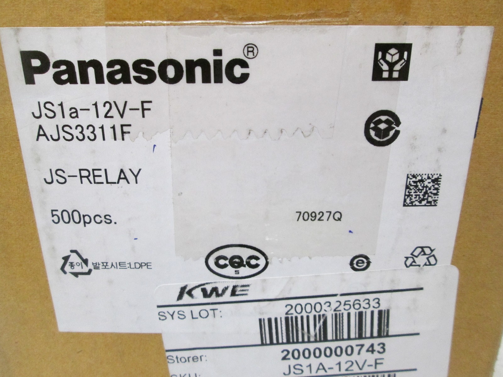 PANASONIC JS RELAY JS1a-12V-F 12 VDC 30mA Miniature Solder Pin NEW FREE SHIPPING