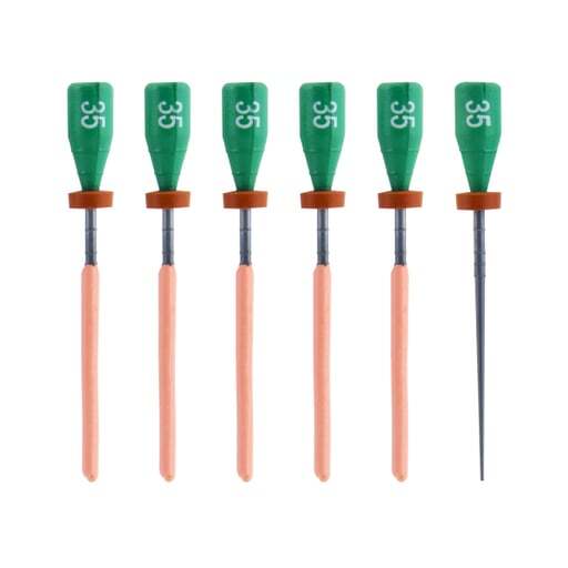 Pac-Dent OOP-35 One File G Plastic Carrier Obturators #35 Green 5Pk + 1 Verifier