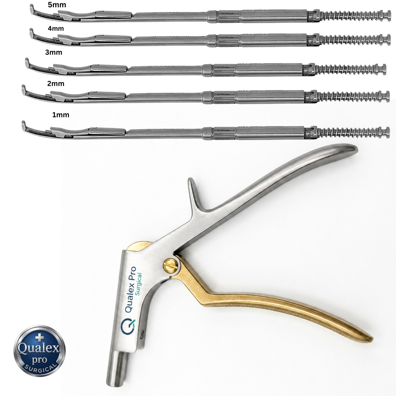 Premium German Kerrison Rongeur Set 1–5mm Rotating Shaft Stainless Steel