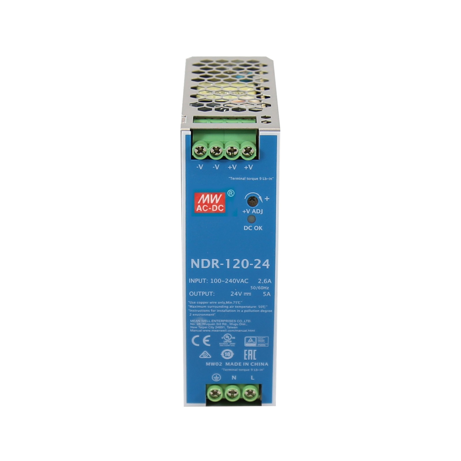 NDR-120-24 DIN Rail Mount AC-DC Switching Power Supply 24V 5A 120W US stock