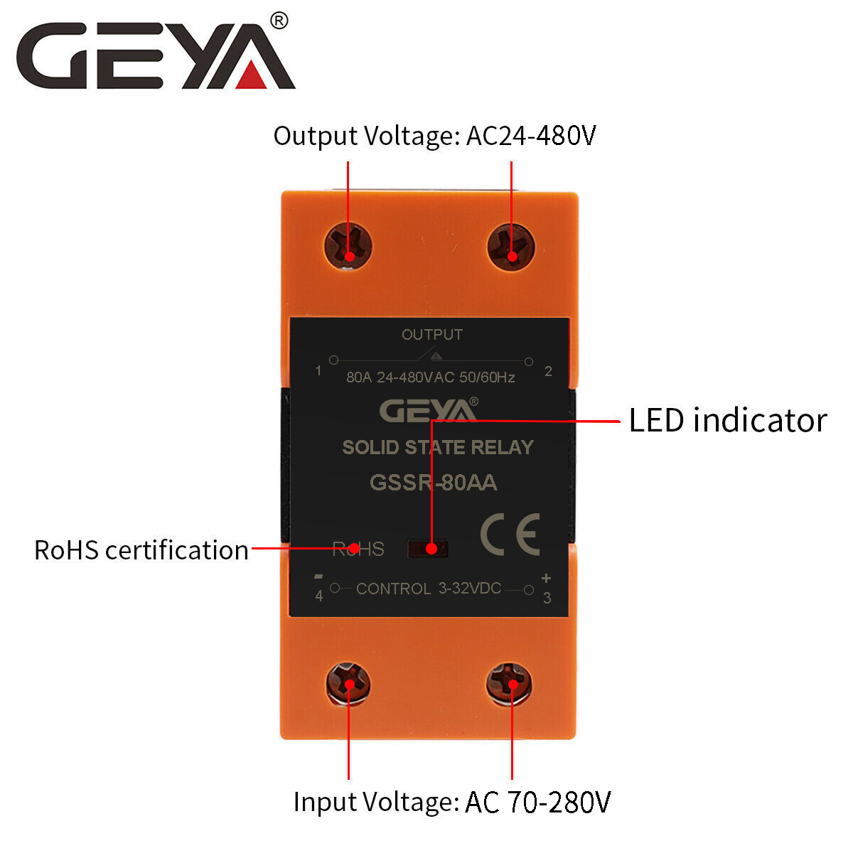 Solid State Relay SSR-10/25/40/60/80/100/120AA 70-280VAC to 24-480VAC &Heat Sink