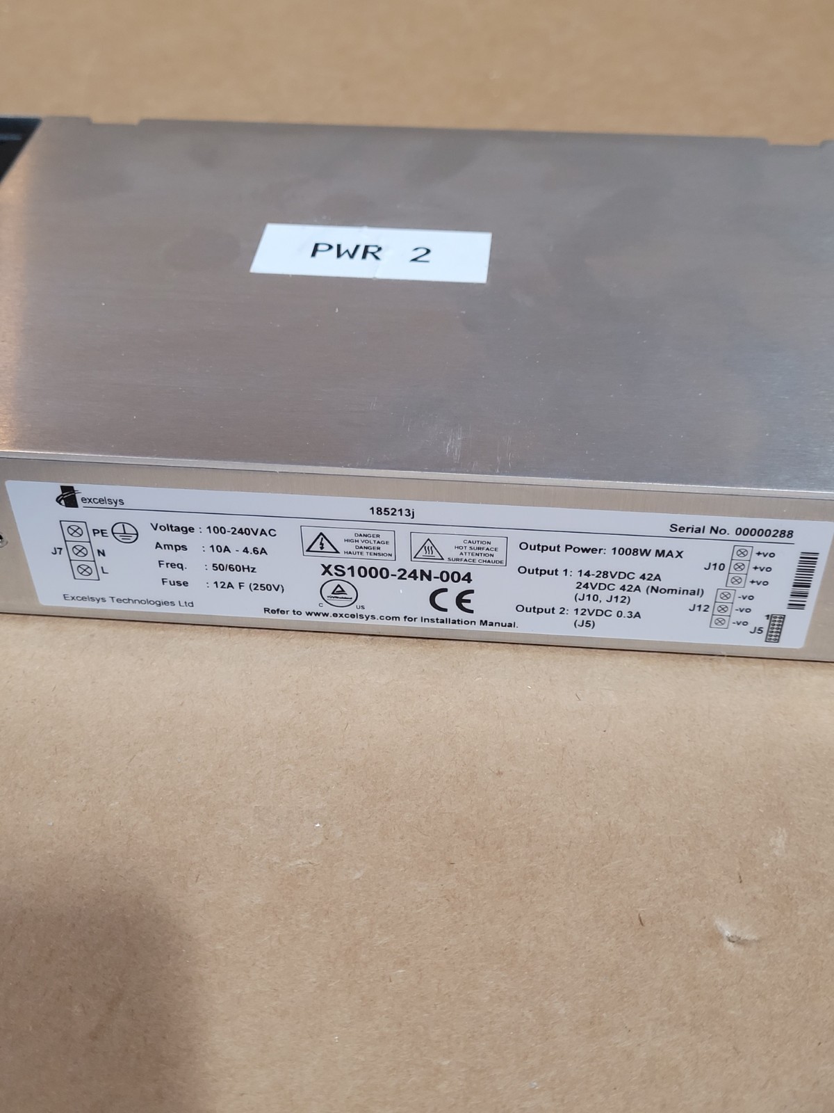 EXCELSYS XS1000-24N-004 AC/DC CONVERTER 24V 42Amps & 12V .3A 1008W