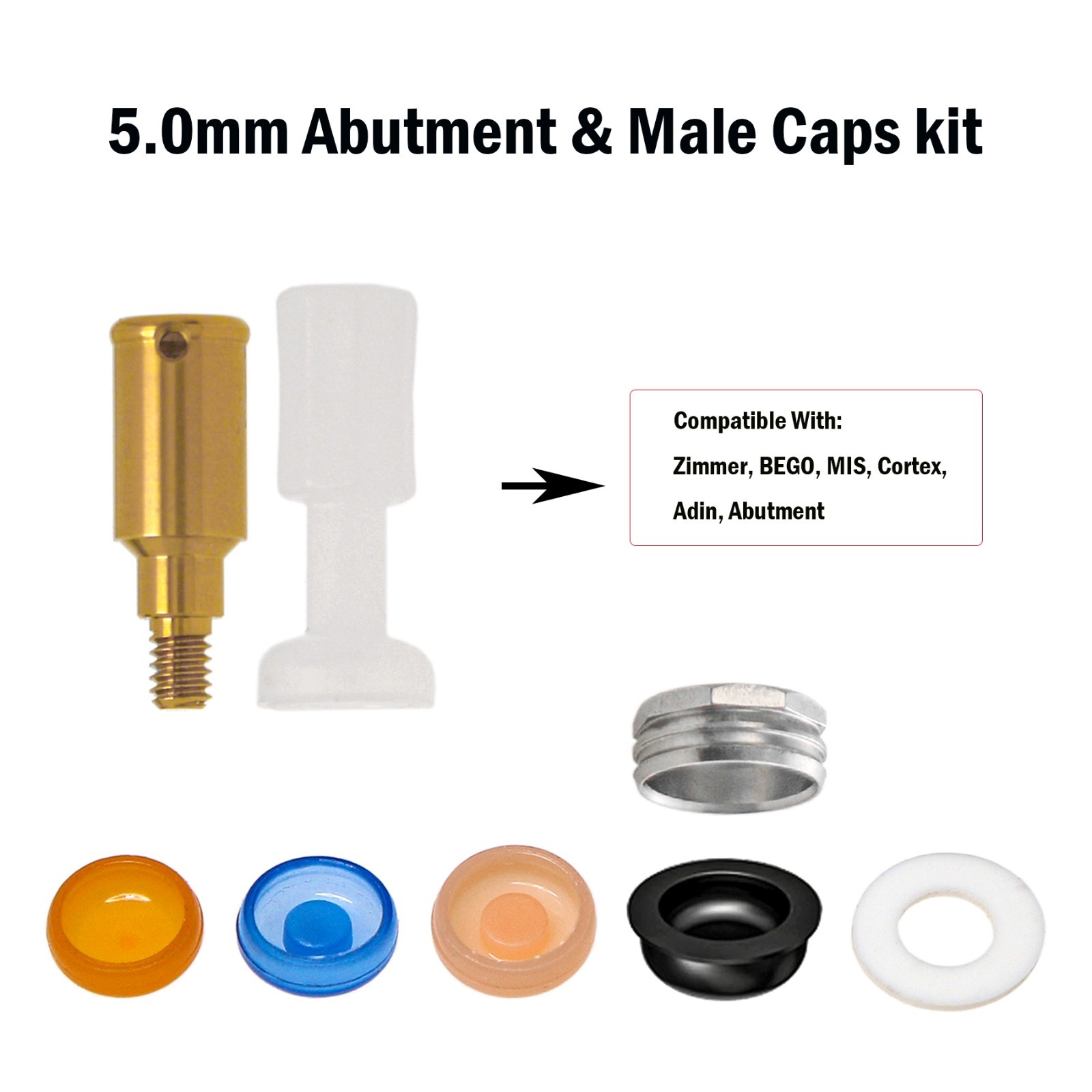 US Locator Abutment for Zimmer Screw-Vent 3.5 Titanium Abutment Male Cap Inserts