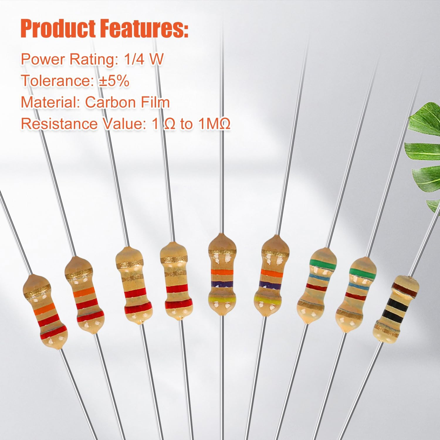 Resistors Assortment Kit, 1000 Pcs 25 Values 1 Ohm to 1M Ohm 1/4W Carbon Film Re