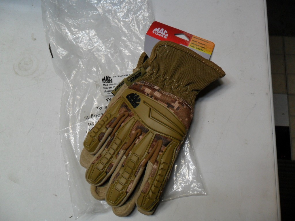 New Mac Tools Coyote Camo Speedcuff Impact Mechanic / Work Gloves Large Save $$$