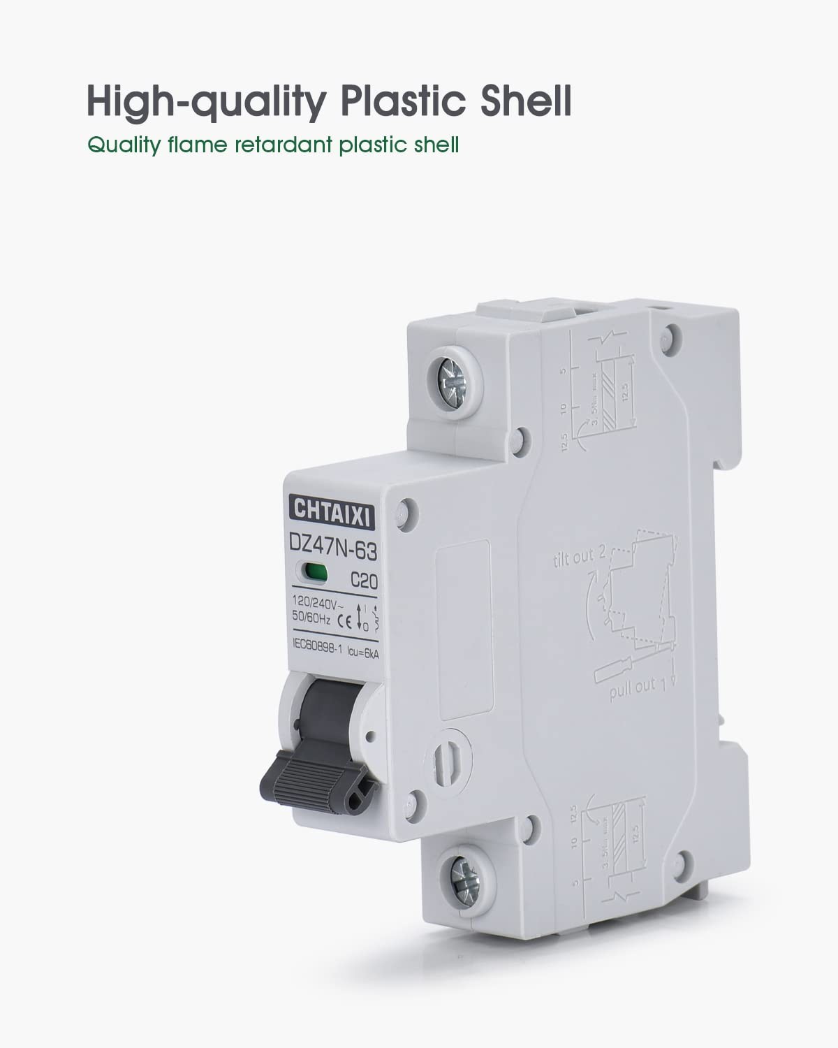 20 Amp 1 Pole AC Circuit Breaker DIN Rail Mount C20