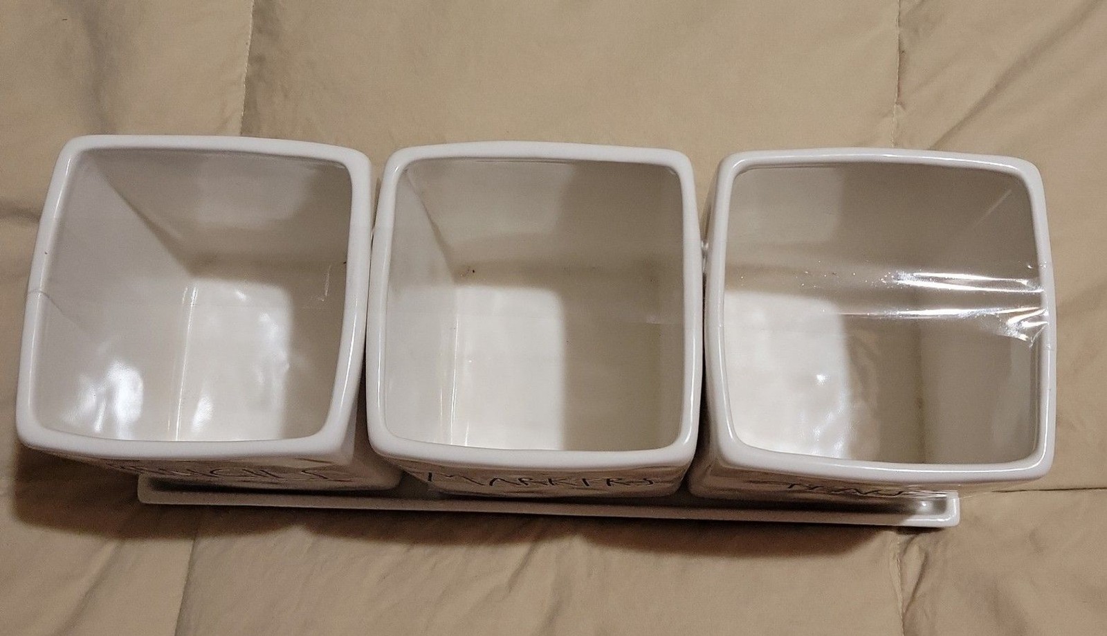 RAE DUNN Artisan collection ceramic Pencils, Marker & Pens square holders