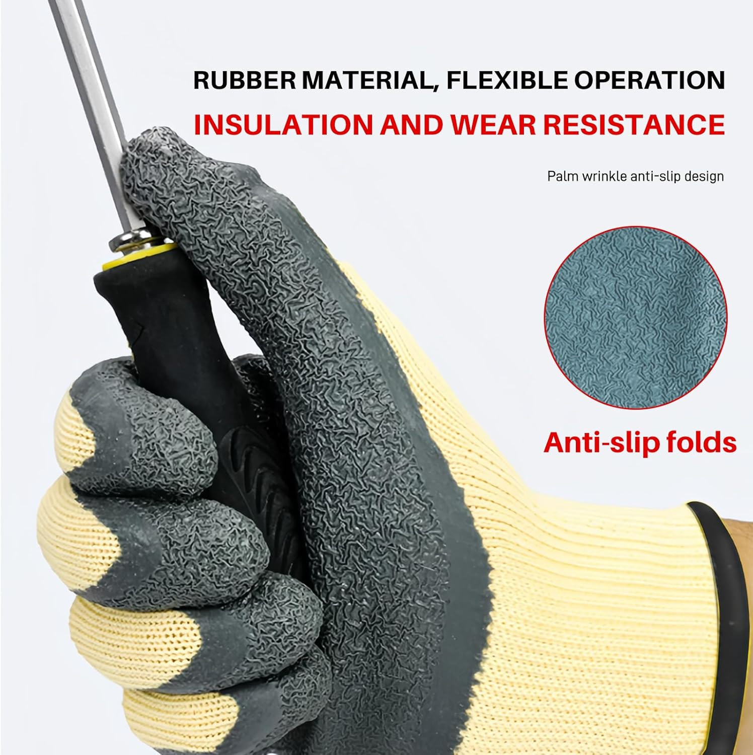 Insulated Electrician Gloves 400V Rubber Safety Work Gloves Size Large