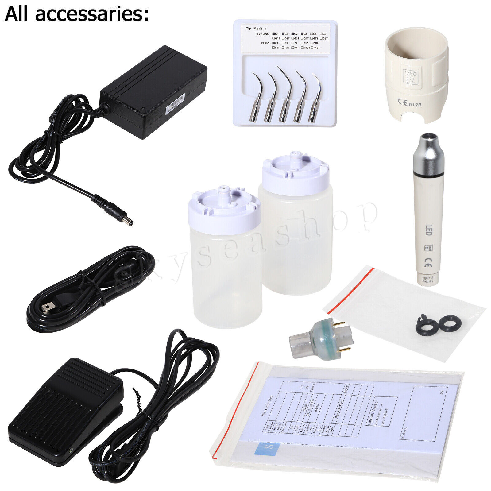 SKE1-LED Dental Piezo Ultrasonic Scaler With 5Tip & 2 bottles For EMS/WOODPECKER