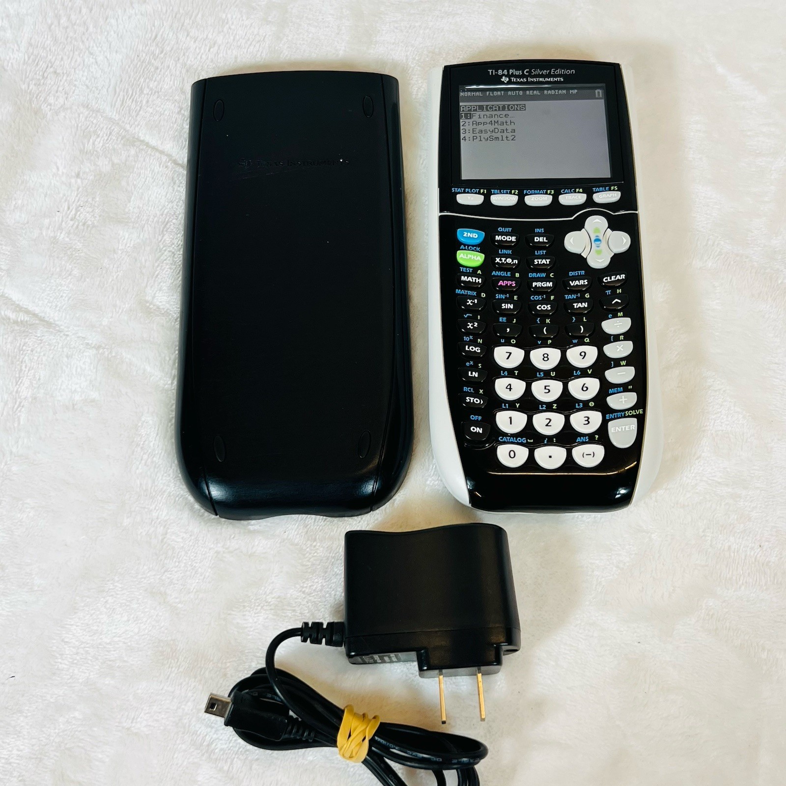 TI 84 Plus C Silver Edition Color Graphing Calculator + Charging Cable Tested