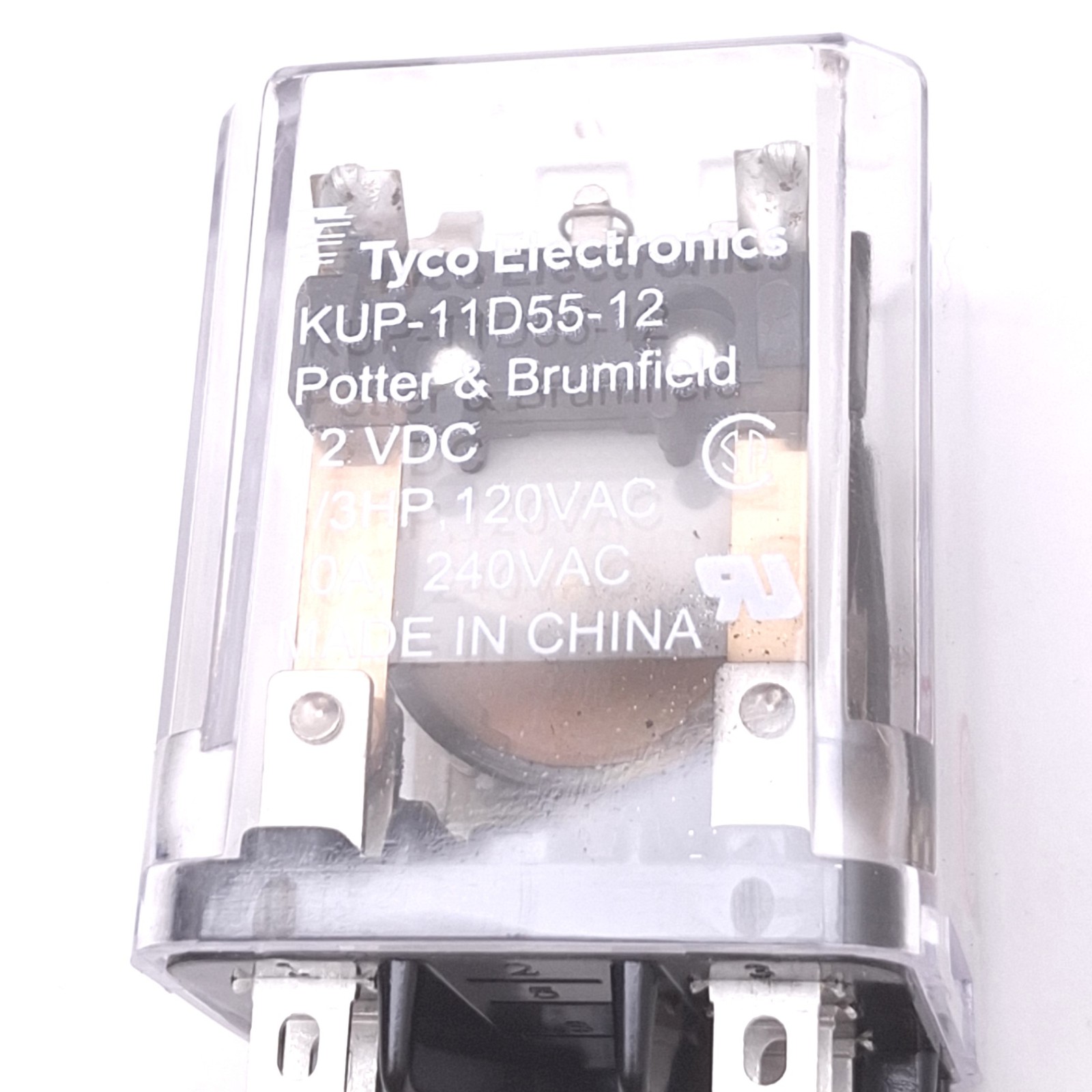 Potter & Brumfield KUP-11D55-12 Plug-In Relay, DPDT 8-Pin, 10A Max, 12VDC Coil