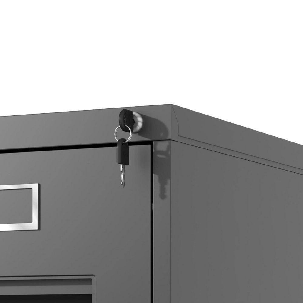 17.72 In. W 4 Drawer Steel File Cabinet with Lock, Black Filing Cabinets, Modern