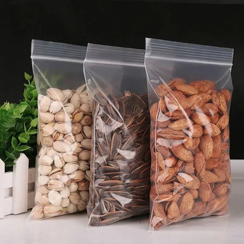 100 PCs Clear Zip Seal Plastic Bags Jewelry Zipper Top Lock Reclosable Baggies