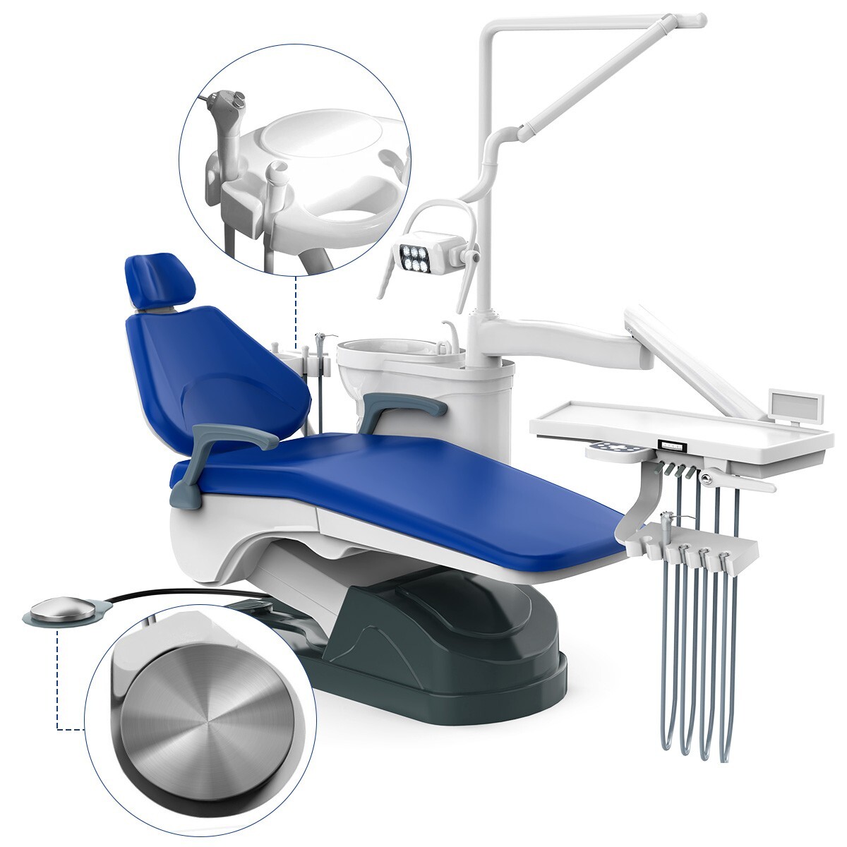 Dental Unit Chair Computer Controlled DC Motor Integral PU Hard Leather & Stool