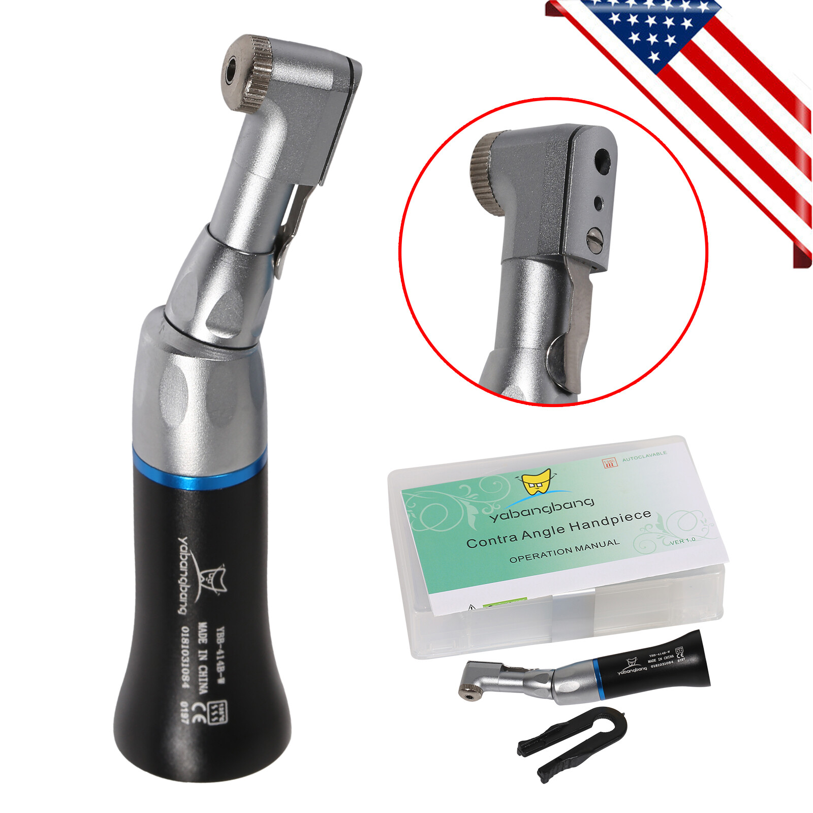Dental Low Speed Handpiece Contra Angle Straight Air Motor / 4:1 Hygiene Prophy